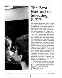 The Best Method of Selecting Jurors